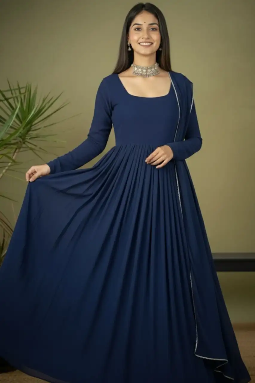 Designer Anarkali suit Zairona in blue with traditional frock style