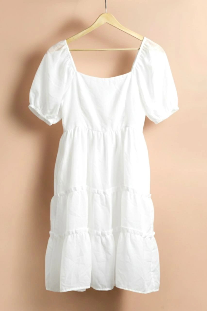 Organza frock showing fabric details and design