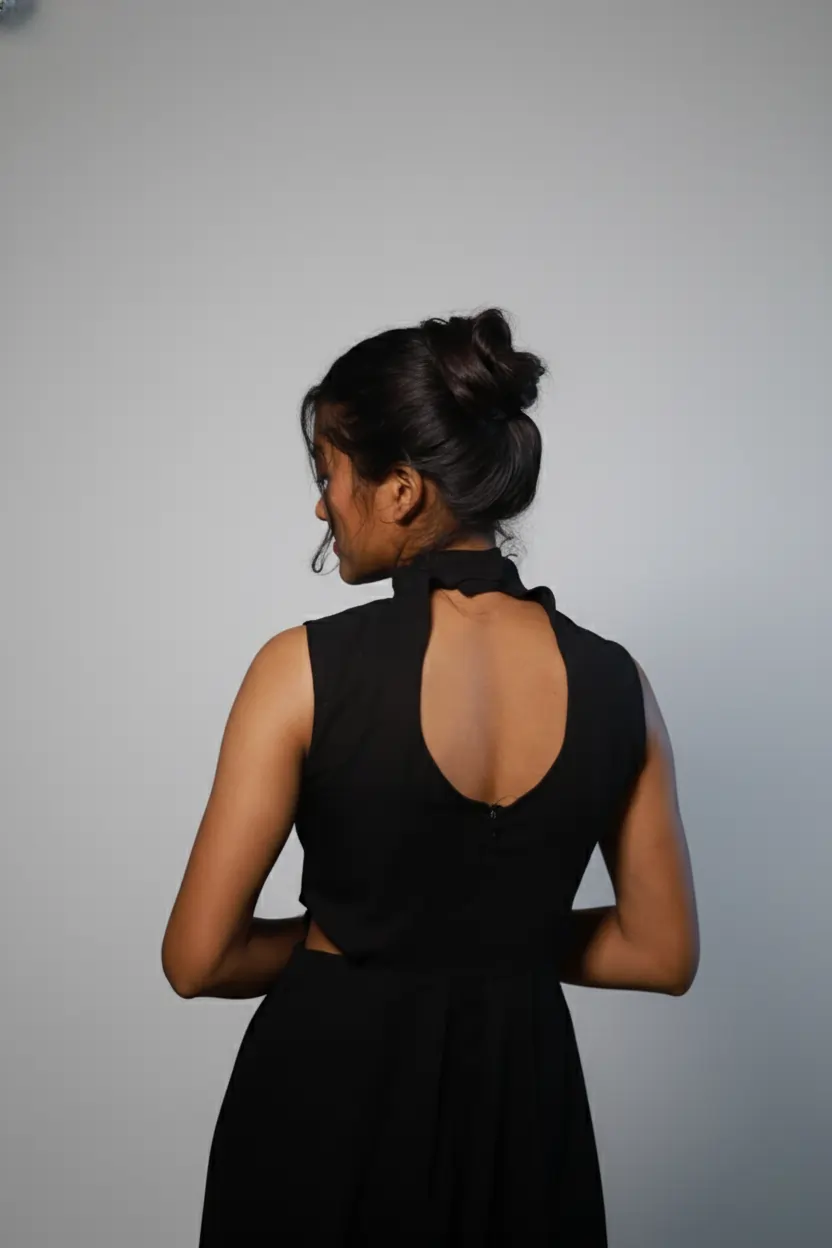 Stylish black jumpsuit by Zairona, perfect for evening parties and chic day looks.