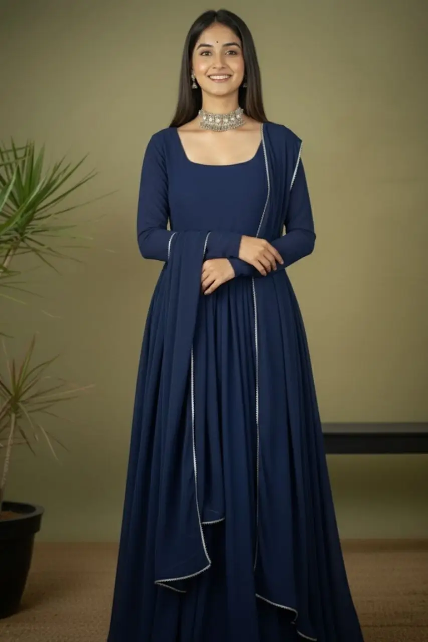 Zairona Anarkali dress blue elegant outfit for festive occasions