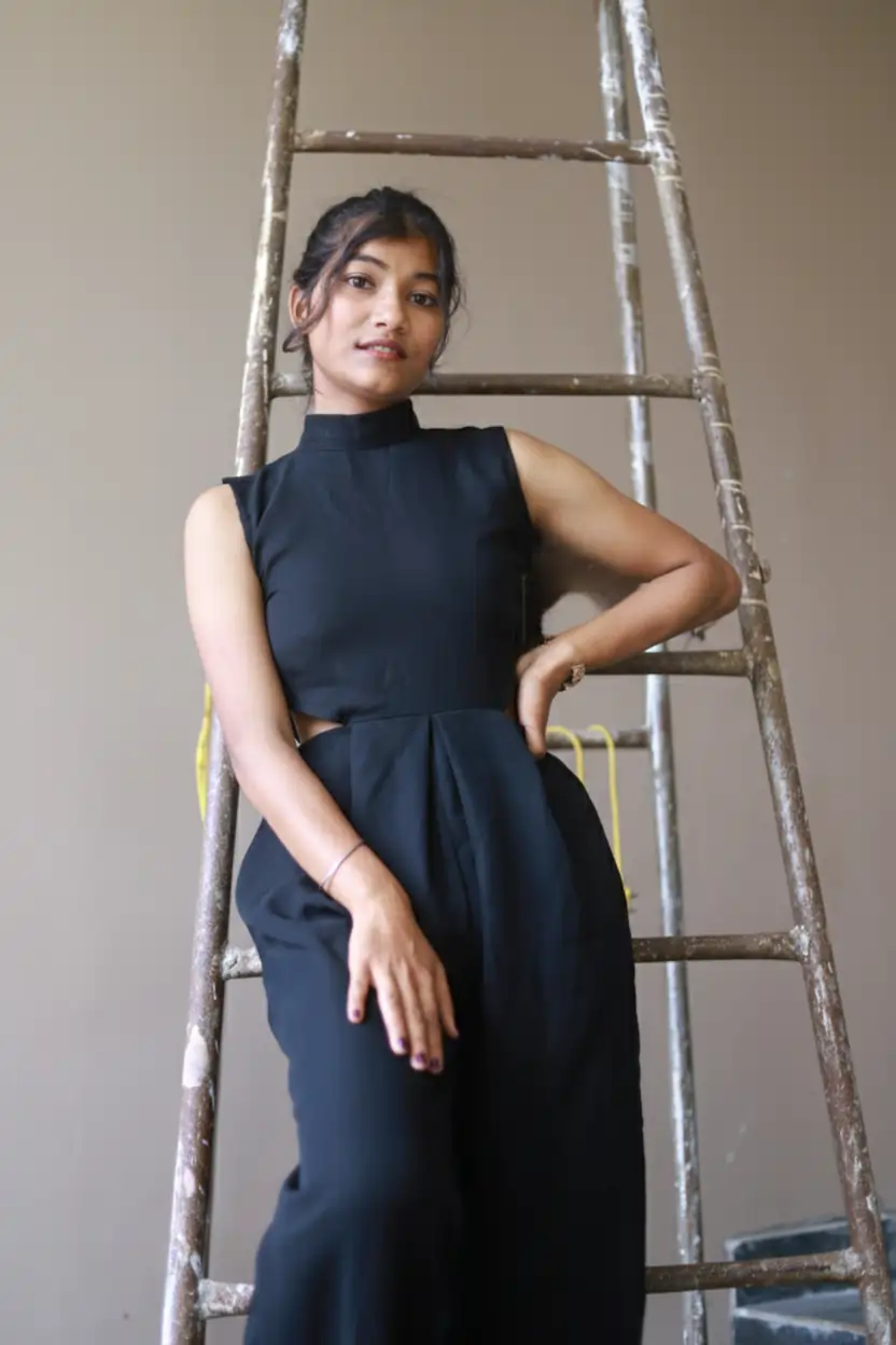 Zairona women’s black one-piece jumpsuit, ideal for work, travel, or casual outings.